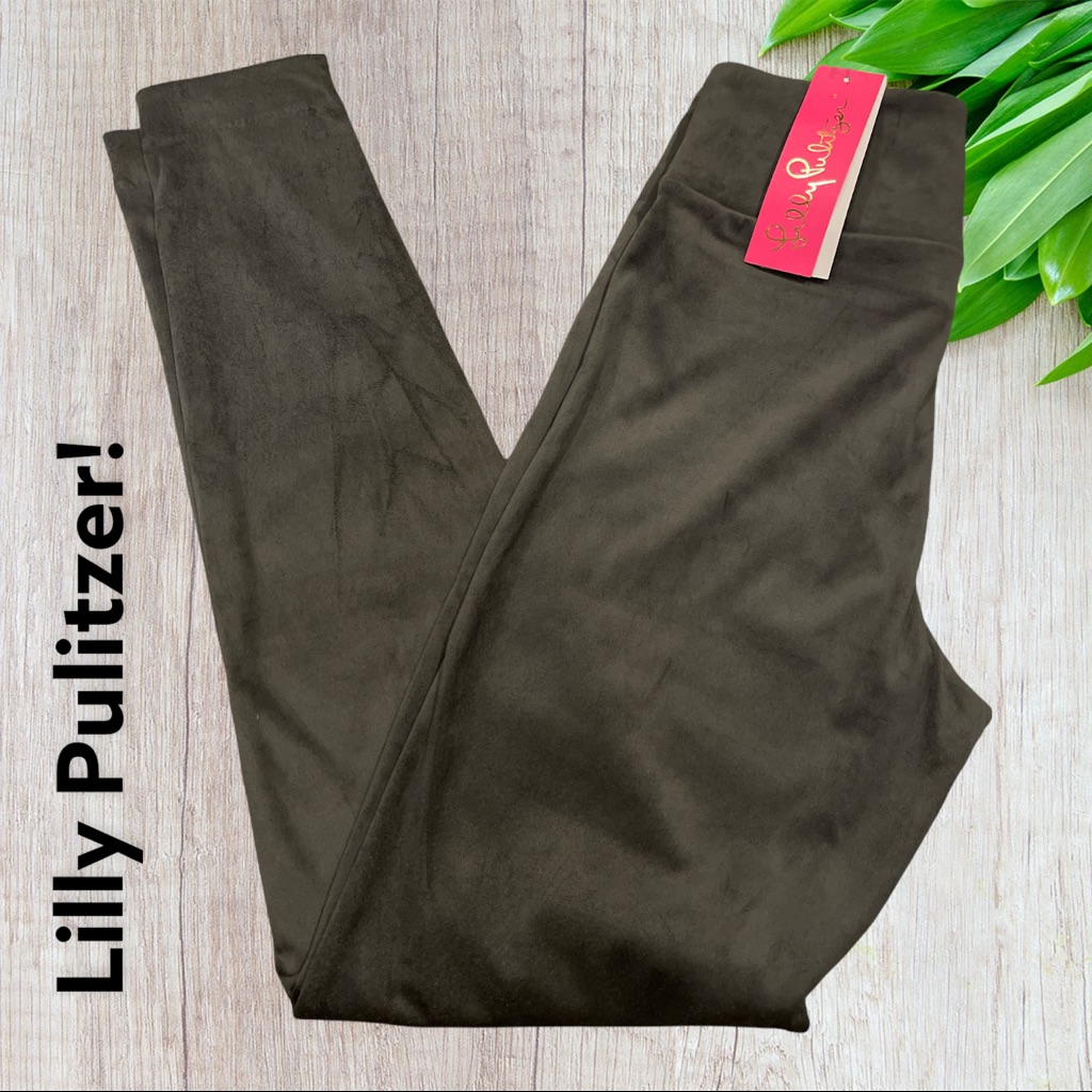 New Lilly Pulitzer Desi Ultra Suede Leggings Size 4 Charcoal With Tags !!